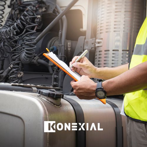 Driver filling out a DVIR on clipboard
